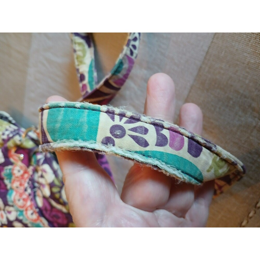 Vera Bradley Plum Crazy Floral Shoulder Bag Quilted Purse Front & Back Pocket - Picture 11 of 16